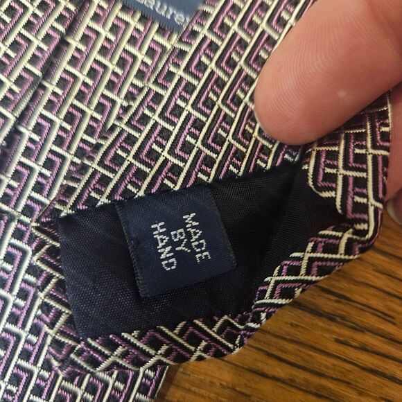 Polo Ralph Lauren Silk Textured Geometric Necktie 4" Purple - Picture 4 of 6